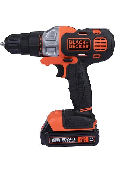 Black&Decker 18V 1.5Ah 10Mm Li-Ion Cordless Multi Multitool Starter Kit With Drill Driver Head For Home Mt218K-Gb