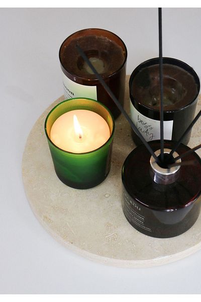 Gemboss Round Decorative 25 cm Travertine Marble Presentation Tray