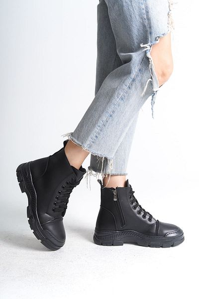 Joy Ayakkabı BLOOM Lace-Up Zippered Orthopedic Sole Γυναικείες Μπότες ST - Μαύρο