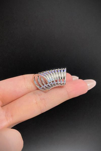 Blisse Piercing Silver Color Tube Model Steel Ear Cuff Cartilage Earrings – Compression, Non-Pierced Use