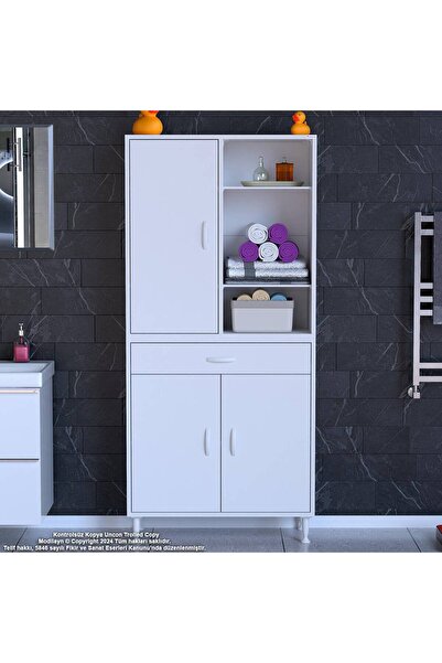 Modilayn 75 x 173 x 32,5 cm 1 Çekmece 5 Raf 8 Bölmeli Düzenleyici Çok Amaçlı Mutfak Dolabı
