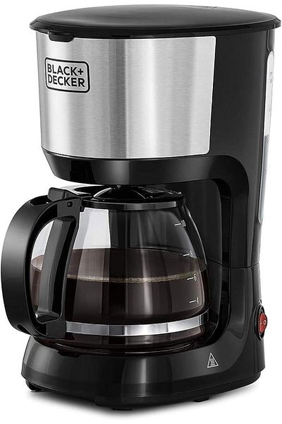 Black&Decker Coffee Maker, 750W, 10-Cup Drip Coffee Machine with 1.25L Glass Carafe, Easy-Grip Handle, DCM750S-B5