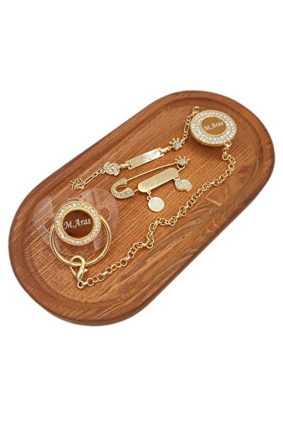 Serap Yılmaz Sahi Isimli Şeffaf Zirkon Taşlı Silikon Bebek Emzik Ve Isimli Künye/ığne Seti (0-6 AY) - 0082