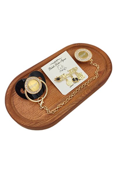 Serap Yılmaz Sahi Isimli Siyah Renkli Silikon Damaklı Bebek Emzik Ve Yaka Iğn...