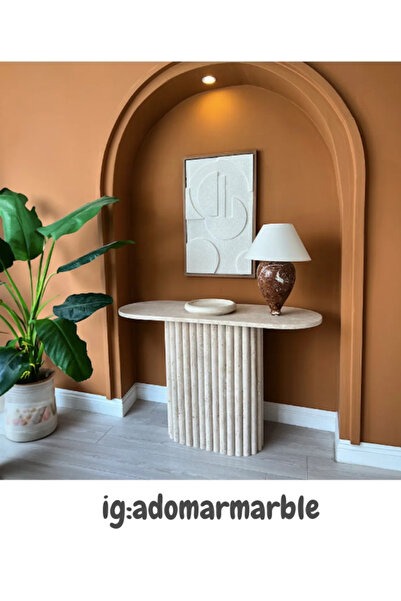 MKM MERMER TRAVERTEN MERMER DRESUAR, Şık ve Modern Konsol Masası, Antre İçin ...
