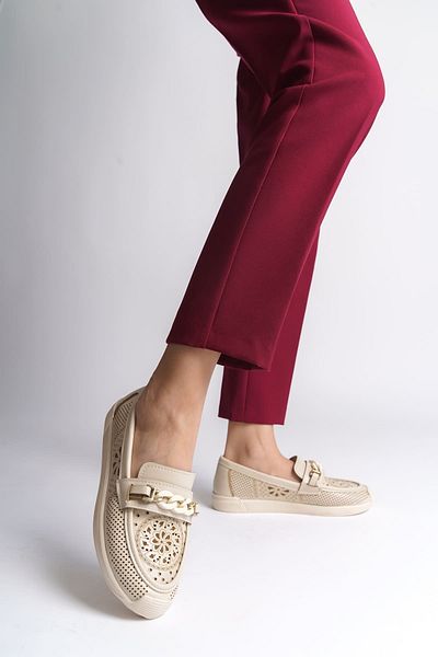 Joy Ayakkabı LIZY Pantofi de damă, ortopedici, confortabili, fără șireturi, cu model de flori, KT - crem