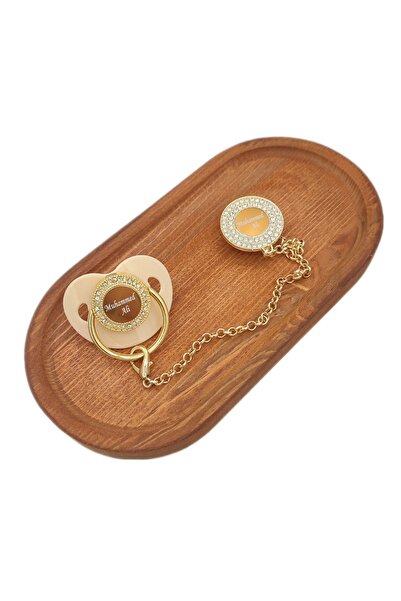 Serap Yılmaz Sahi İsimli Krem Renkli Taşlı Silikon Damaklı Bebek Emzik Zincir...