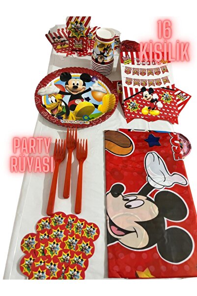 partyrüyası Mickey Mouse Temalı 16 Kişilik Doğum Günü Seti