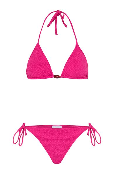 AQUELLA Crinkle Fuchsia Triangle Bikini Set