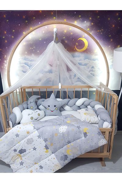 Baby Clime 60X120 Baby Sleeping Set - Knitted Protection, Mosquito Net and Apparatus