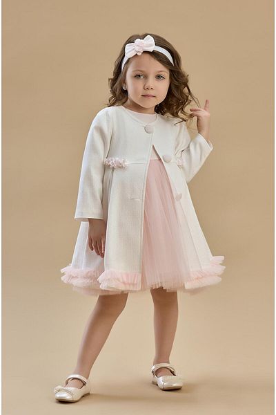 SIRRI Girl's Monthly Pink Kaftan Dress - 2 Pieces