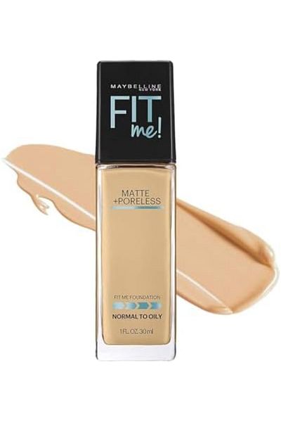 Maybelline New York Fit Me Matte + Poreless Liquid Foundation with Pump, 30ml - Warm Nude 128 by Maybelline New York, fo