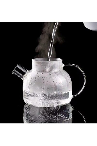 Generic Borosilicate Glass Teapot 1000ml with Bamboo Lid & Stainless Steel Infuser + Candle Warmer Base