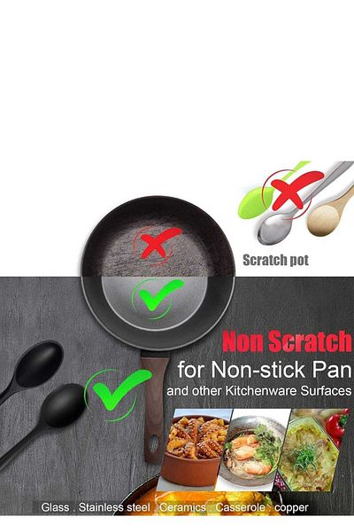 elfnur Hard Tipped Heat Resistant Fireproof Non-Stick Silicone Food Serving Spoon _1 Piece