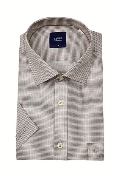 KAMER Men's Classic Piti Square Short Sleeve Shirt 9399 Bgl-St04577