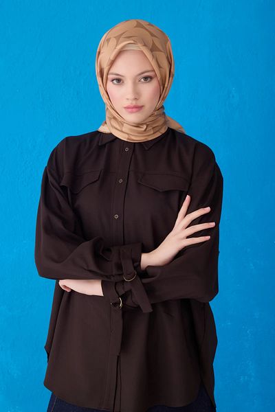Belli Κασκόλ από καθαρό μετάξι 4117D02 (Twill Silk) Latte Kolour