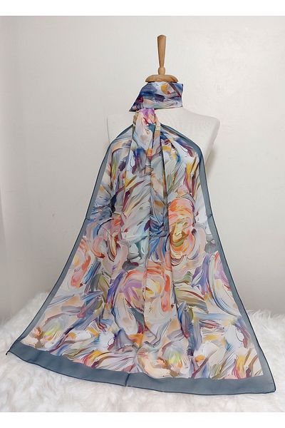 istanbul prensesleri Patterned Watercolor Crepe Chiffon Shawl High Quality, Fine Texture Soft Chiffon