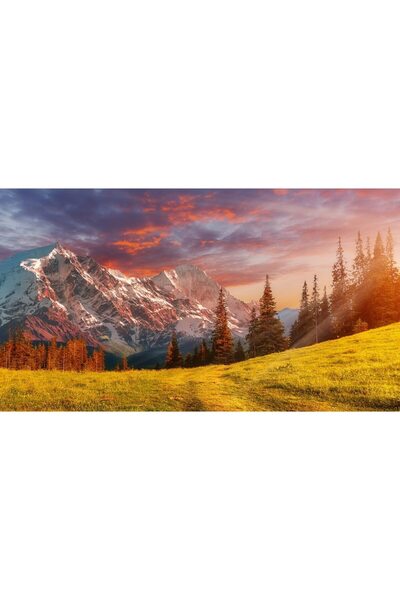 ve Tablou Canvas, Peisaj de toamna, Apus de soare, 90 x 50 cm, Multicolor