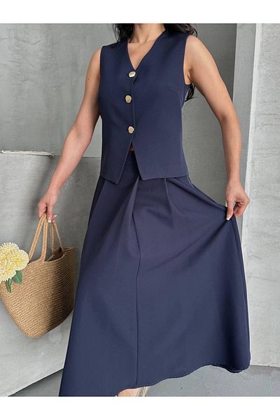 Ekim Store Straight Skirt Double Blazer Vest Suit