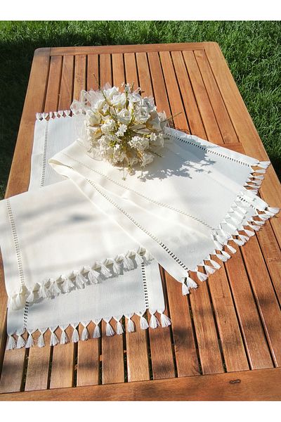 Butik Linen Living Room Set with Antica and Tassels 3 Pieces