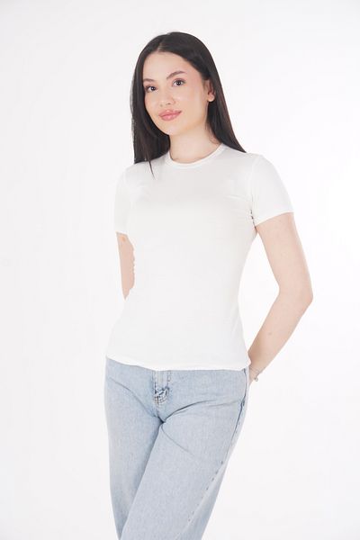 CHAURA Crew Neck Short Sleeve Basic Combed Cotton Blouse