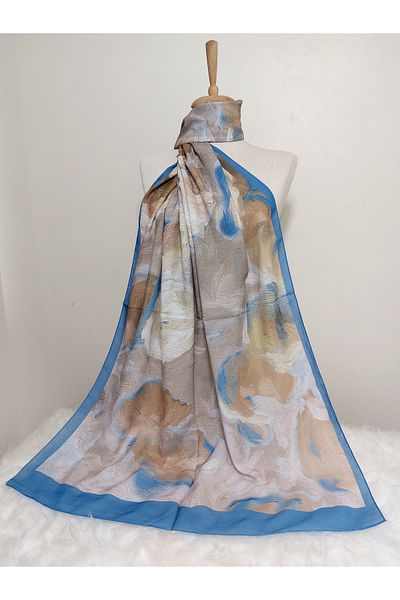 istanbul prensesleri Pattern Watercolor Crepe Cotton Shawl High Quality, Fine Texture Soft Chiffon