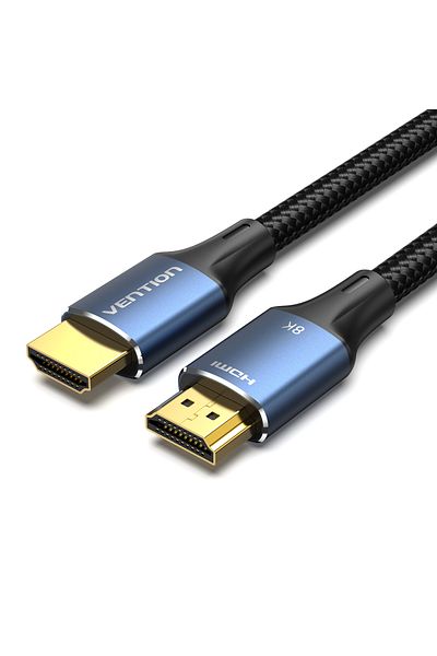 Vention Cotton Braided HDMI-A Male to Male HD Cable 8K 2M Blue Aluminum Alloy Type
