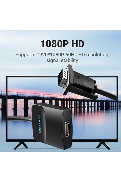 Vention VGA to HDMI Converter with Female Micro USB and Audio Port 0.15M Black