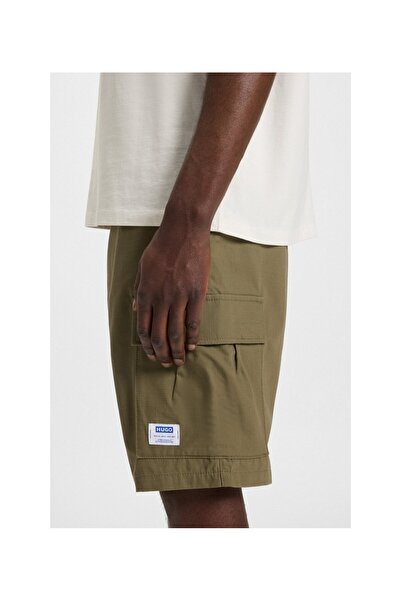 HUGO Kordonlu ve logo yamalı, yapılandırılmış pamuklu şort