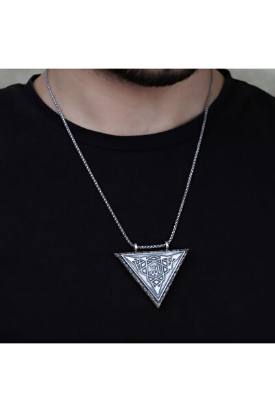 shop Allah Yazılı Açılabilen Üçgen Muskalık Çevşen Dualı Erkek 925 Ayar Gümüş...