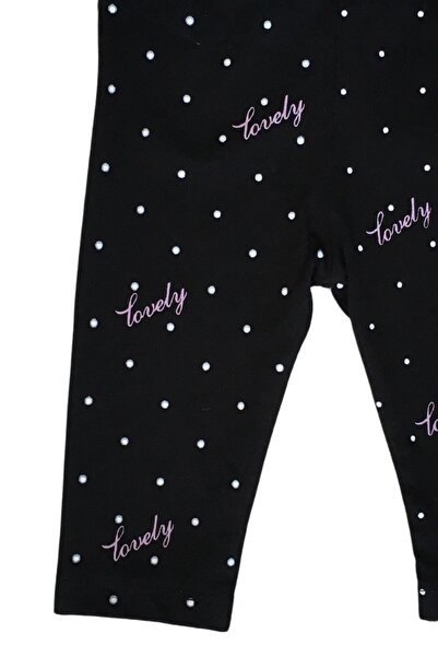 Divonette Kız Bebek 3'lü Uzun Likralı Desenli Mor ve Siyah Tayt