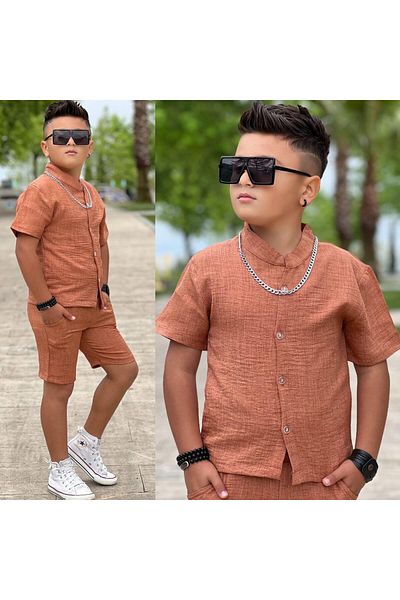 KOKOŞ BEBEK Boy's Shirt Linen Suit