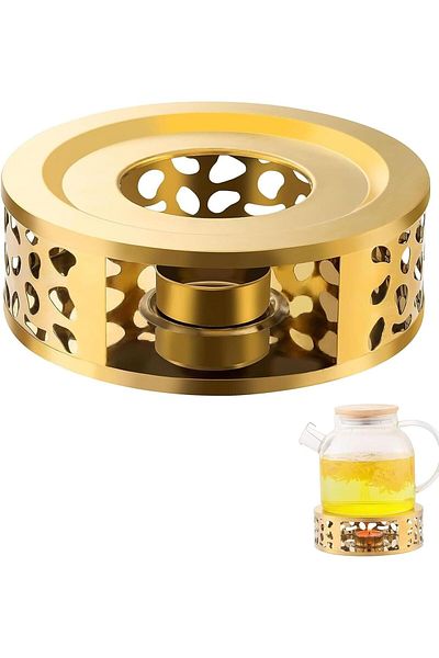 Generic Jsofd Teapot Warmer, Brushed Stainless Steel Tea Warmer with Tealight Holder, Teapot Warmer Base Fo