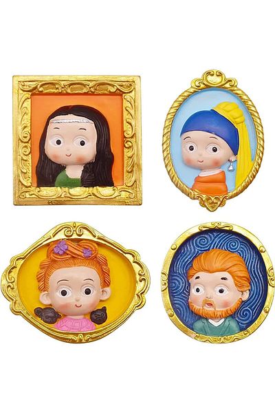 Generic 4Pcs Cute Fridge Magnet, 3D Painting Decorative Magnets for Fridge, Glass Magnets for Refrigerator,
