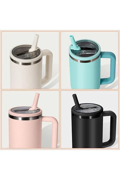 Generic 2 Pack 40 oz Tumbler Flip Straw Lid Replacement Fit for Stanley Quencher, Leak Proof for Stanley Li