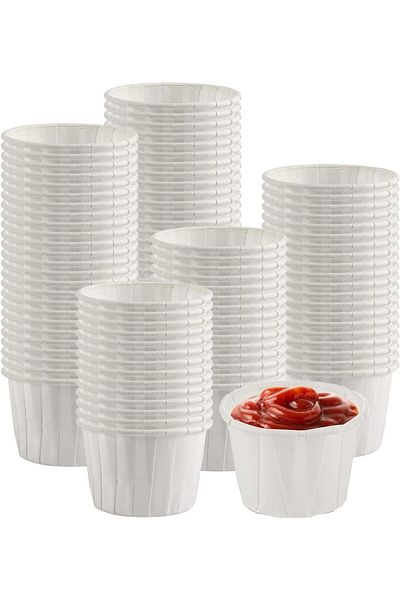 Generic 400pcs 1oz Paper Cups Disposable Paper Souffle Cup for Ketchup, Sacrament, Condiments, and Medicine