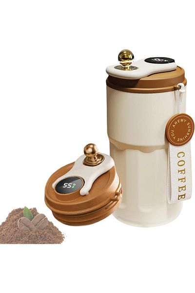 Generic 420ML Coffee Cup Travel Mugs,Water Bottle Flask with Temperature Display,316 Stainless Steel Leakpr