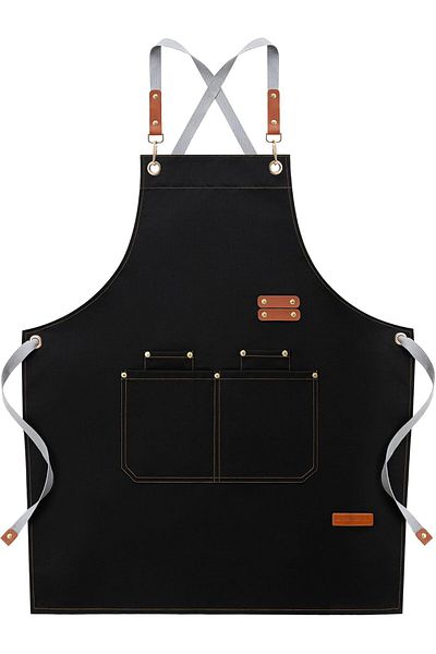 Generic Chef Aprons for Men Women with Large Pockets, Cotton Canvas Cross Back Adjustable Cooking Kitchen W