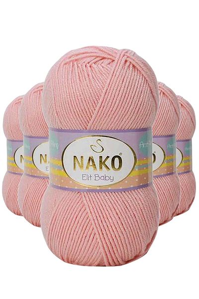 NAKO 5 Pieces Elite Baby Hand Knitting Thread Non-Pilling Baby Wool Powder 6165