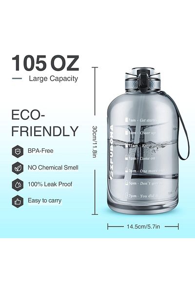 Generic GIFUBOWA 3l Goal Large Water Bottle with Handle BPA Free Leakproof Motivational Big Sports Capacity