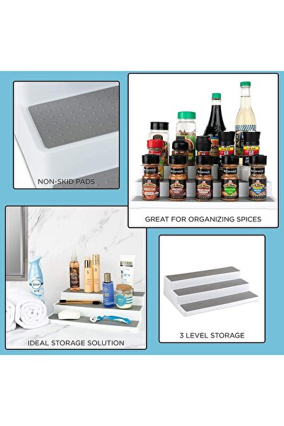 Arabest 2-Pack 3-Tier Standing Seasoning Rack,Non-Skid Cabinet Shelf Organize...