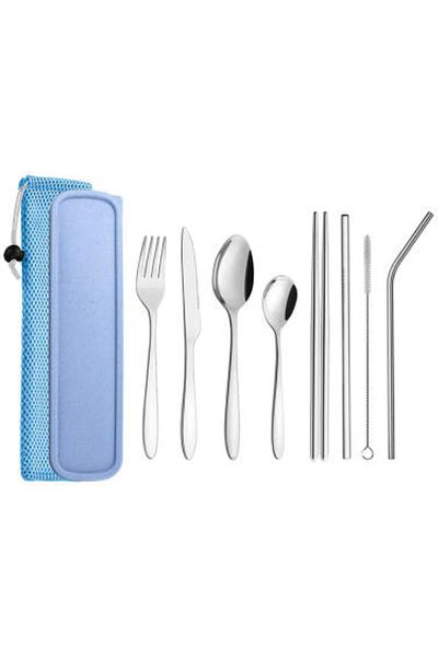 Generic Flatware Set - Travel Camping Work Utensil Set - 410 Stainless Steel (Silver) - Easy to Carry - 8 P
