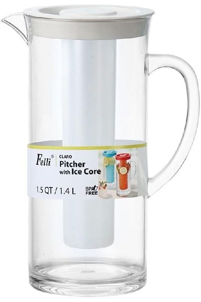 Generic Felli Claro Elegant Design BPA-Free Pitcher with Ice Core Clear and White 1.4 Liter NPJPC-660
