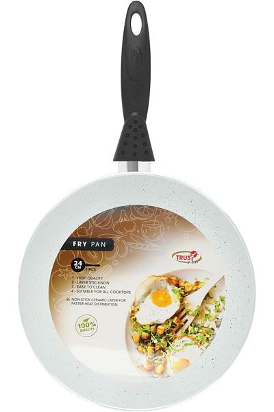 Generic Trust Pro Non Stick Aluminium Granite Coated Hangable Frying Pan Of 26 CM Off White (GR021) For Fry