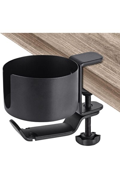 007 حامل أكواب مضاد للانسكاب مع خطاف سماعة رأس 2 في 1، من الألومنيوم (أسود)