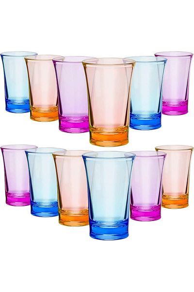 Generic Azonee Acrylic Cups, ELECDON 12 Pieces Shots Colorful Glasses 1.2-Ounce Heavy Base Plastic Tumblers