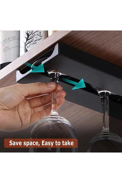Generic MCHERRY 2 Pack Wine Glass Holder Under Shelf or Cabinet Punch-free Wine Glass Rack Plastic Stemware