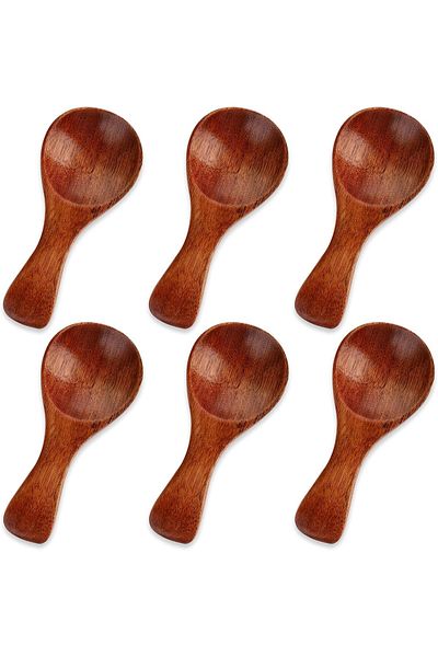 Generic 6 Pcs Mini Wooden Honey Spoons, 3.2 Inch, Brown