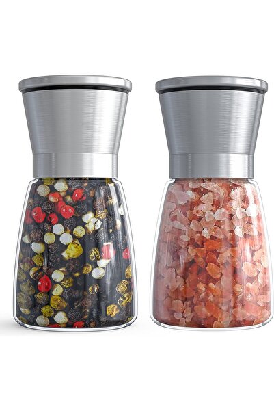 007 Ebaco Salt & Pepper Grinder Set, Refillable Adjustable Ceramic, Glass & S...