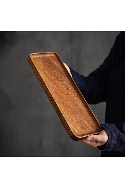 Generic MIBRU Coffee Wood Serving Tray 30x12x2cm Serve Tea, Coffee or Breakfast in Bed, Classic Wooden Deco